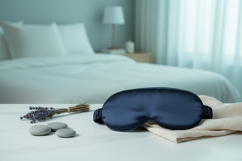 Premium Silk Sleep Mask in serene spa setting